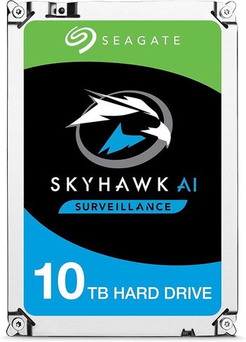 Seagate Skyhawk AI 10 تيرابايت محرك الأقراص الصلبة الداخلي للمراقبة HDD 3.5 بوصة SATA 6 جيجابايت/ثانية 256 ميجابايت ذاكرة تخزين مؤقت لنظام كاميرا الأمان DVR NVR (ST10000VE0004) (متجدد) in Saudi Arabia