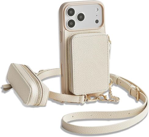 ZVE for iPhone 17 Pro Max Case Wallet with Lipstick Purse for MagSafe, Crossbody Phone Cover with Adjustable Strap 6.9'', White in Saudi Arabia