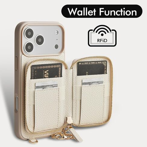 ZVE for iPhone 17 Pro Max Case Wallet with Lipstick Purse for MagSafe, Crossbody Phone Cover with Adjustable Strap 6.9'', White in Saudi Arabia