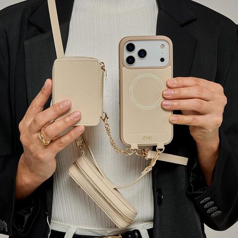 ZVE for iPhone 17 Pro Max Case Wallet with Lipstick Purse for MagSafe, Crossbody Phone Cover with Adjustable Strap 6.9'', White in Saudi Arabia