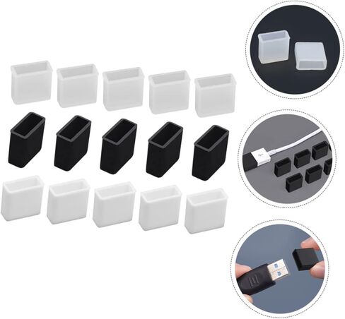 30 قطعة غطاء حماية من الغبار متوافق مع منافذ USB الصغيرة، أغطية مقاومة للغبار لحماية منفذ الشحن، مادة PVC متينة للسفر والاستخدام المنزلي in Kuwait