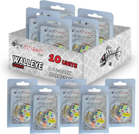 أداة صيد الأسماك على شكل عظمة السمكة المتوهجة من شركة Walleye Spinner - شفرات تسخير الزاحف الدودية لصيد أسماك العين رمادية فاتحة اللون خطافات الطعم الحي طُعم التصيد في المياه العذبة in Kuwait