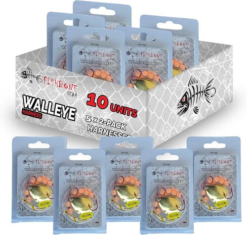 أداة صيد الأسماك على شكل عظمة السمكة المتوهجة من شركة Walleye Spinner - شفرات تسخير الزاحف الدودية لصيد أسماك العين رمادية فاتحة اللون خطافات الطعم الحي طُعم التصيد في المياه العذبة in Kuwait