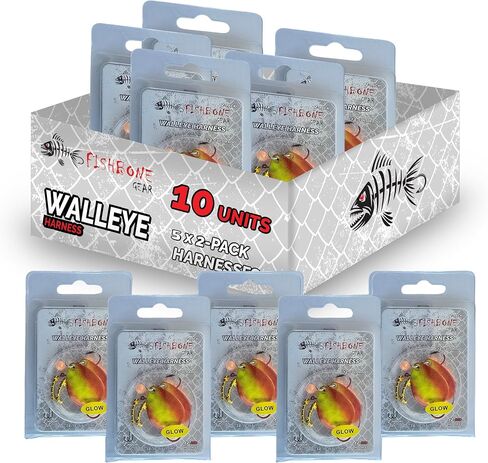 أداة صيد الأسماك على شكل عظمة السمكة المتوهجة من شركة Walleye Spinner - شفرات تسخير الزاحف الدودية لصيد أسماك العين رمادية فاتحة اللون خطافات الطعم الحي طُعم التصيد في المياه العذبة in Kuwait