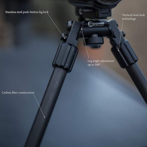 Caldwell Accumax Carbon Fiber M-Lok KeyMod Bipod with Twist Lock Quick-Deployment Legs for Mounting on Long Gun Rifle for Tactical Shooting Range and Sport in Saudi Arabia