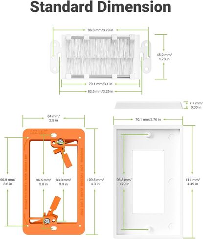 Brush Wall Plate with Mounting Bracket, 4 Pack Cable Pass Through Decorator Cover for Low Voltage Wires, Single Gang Cord Hider for TV Home Theater System, Orange in Saudi Arabia
