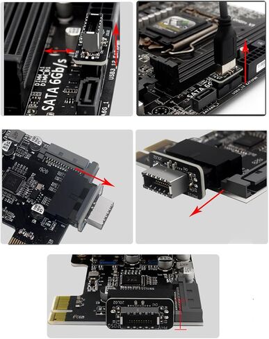 محول اللوحة الأم USB C، USB 3.0 19/20 دبوس إلى النوع E (المفتاح A) محول الزاوية اليمنى 90 درجة للوحة الأمامية USB-C - يدعم 5 جيجابت في الثانية، لا حاجة إلى برنامج تشغيل (أ) in Kuwait