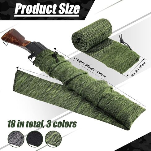 18pc 54in Gun Socks - Silicone Case, Anti-Rust, Thick Fabric, Waterproof, Drawstring Closure, Bulk Pack for Long Guns in Saudi Arabia