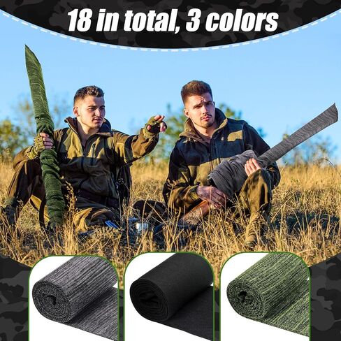 18pc 54in Gun Socks - Silicone Case, Anti-Rust, Thick Fabric, Waterproof, Drawstring Closure, Bulk Pack for Long Guns in Saudi Arabia