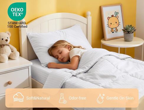 طقم سرير أطفال ZPECC - طقم سرير أطفال ناعم مكون من 4 قطع للفتيات، يتضمن لحاف للأطفال الصغار، وملاءة مسطحة، وملاءة جاهزة وكيس وسادة، مخطط وردي in Kuwait