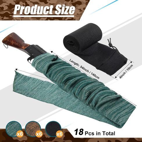 18pc 54in Gun Socks - Silicone Case, Anti-Rust, Thick Fabric, Waterproof, Drawstring Closure, Bulk Pack for Long Guns in Saudi Arabia