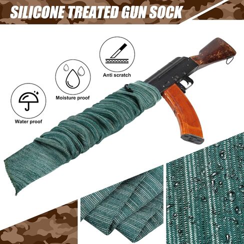 18pc 54in Gun Socks - Silicone Case, Anti-Rust, Thick Fabric, Waterproof, Drawstring Closure, Bulk Pack for Long Guns in Saudi Arabia