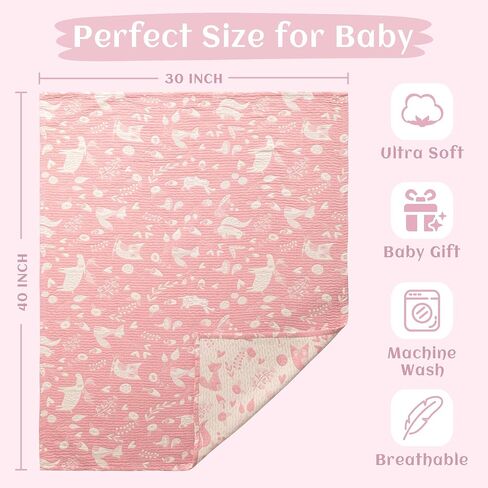 NTBAY 3 Layer Muslin Toddler Blanket, 30 x 40, Blue | Breathable Muslin Cotton Outer Layers with Light Thermal Fill, Reversible for Stroller, Daycare, Travel, and Supervised Use in Saudi Arabia