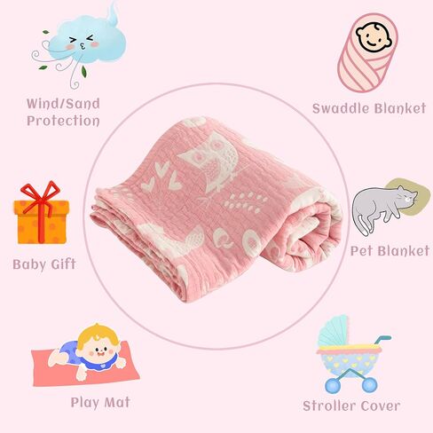 NTBAY 3 Layer Muslin Toddler Blanket, 30 x 40, Blue | Breathable Muslin Cotton Outer Layers with Light Thermal Fill, Reversible for Stroller, Daycare, Travel, and Supervised Use in Saudi Arabia