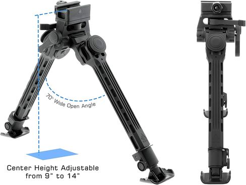 UTG Big Bore Full Stability Bipod, 9"-14" Center Height, Black in Saudi Arabia