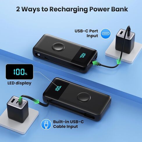 Portable Charger 40800mAh for iPhone with Built-in Cable and iWatch Charger, 25W PD Fast Charging USB C Power Bank,Travel Camping Essentials Battery Pack for iPhone 17/16/15/14/13,Android,Apple Watch in Saudi Arabia