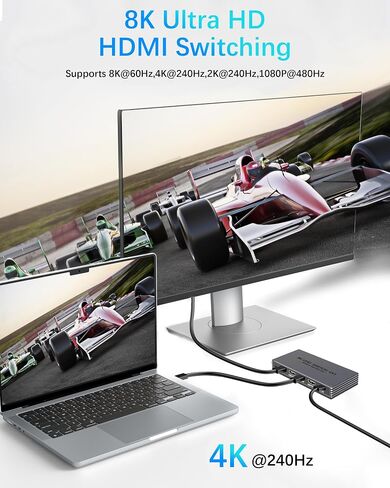 HDMI Switcher 4 in 1 Out - New Upgrade 8K@60Hz 4K@240Hz/144Hz/120Hz HDMI Switch with Remote Support HDCP2.3/HDR10, for PS5/PS4 Xbox Nintendo Roku Apple TV Fire Stick 8K HDMI2.1 Splitter in Saudi Arabia