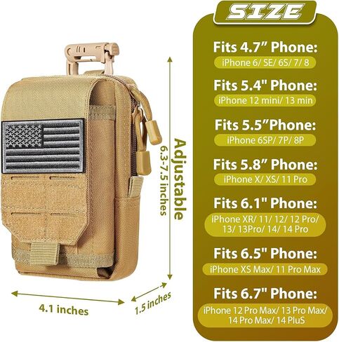 Tactical Molle EDC Pouch Cellphone Pouch Holder Utility Gadget Organizer Bag and D-Type Buckle in Saudi Arabia