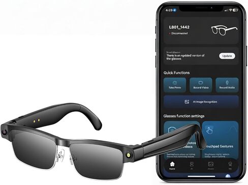 نظارات ذكية بتقنية الذكاء الاصطناعي مع كاميرا بدقة 8 ميجابكسل، تعمل بتقنية ChatGPT، وكاميرا نظارات شمسية، ونظارات بلوتوث ذكية للرجال مع ترجمة، وموسيقى ومكالمات مفتوحة الأذن، وميكروفون مزدوج لتقليل الضوضاء in Kuwait
