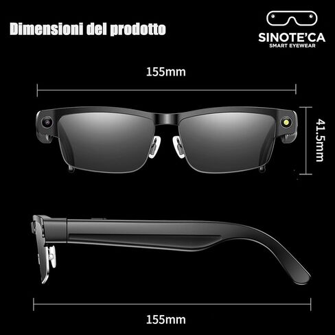 نظارات ذكية بتقنية الذكاء الاصطناعي مع كاميرا بدقة 8 ميجابكسل، تعمل بتقنية ChatGPT، وكاميرا نظارات شمسية، ونظارات بلوتوث ذكية للرجال مع ترجمة، وموسيقى ومكالمات مفتوحة الأذن، وميكروفون مزدوج لتقليل الضوضاء in Kuwait