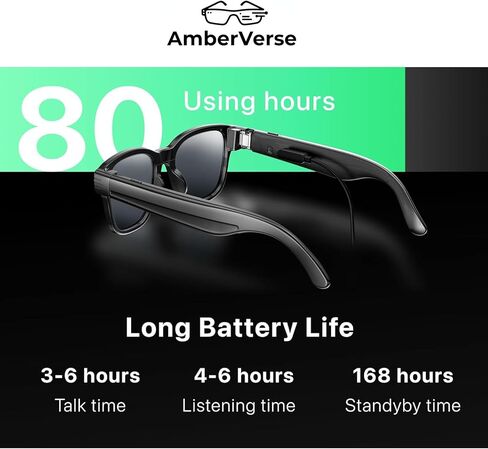 نظارات ذكية بتقنية الذكاء الاصطناعي مع كاميرا بدقة 8 ميجابكسل، تعمل بتقنية ChatGPT، وكاميرا نظارات شمسية، ونظارات بلوتوث ذكية للرجال مع ترجمة، وموسيقى ومكالمات مفتوحة الأذن، وميكروفون مزدوج لتقليل الضوضاء in Kuwait