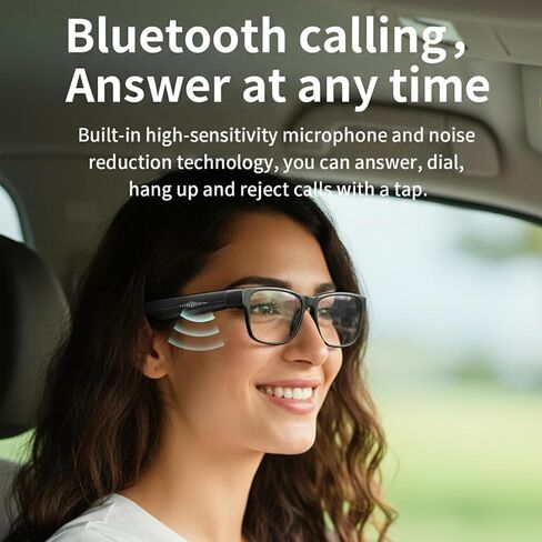 نظارات ذكية بتقنية الذكاء الاصطناعي مع كاميرا بدقة 8 ميجابكسل، تعمل بتقنية ChatGPT، وكاميرا نظارات شمسية، ونظارات بلوتوث ذكية للرجال مع ترجمة، وموسيقى ومكالمات مفتوحة الأذن، وميكروفون مزدوج لتقليل الضوضاء in Kuwait