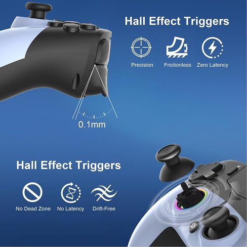 وحدة تحكم لاسلكية MWCG لجهاز PS5، متوافقة مع PS5 Pro/Slim/PC، اهتزاز مزدوج، وظيفة معدلة، 8 أوضاع إضاءة، مقبس صوت 3.5 مم، لوحة ألعاب للتحكم في الحركة ذات 6 محاور مع مكبر صوت in Kuwait