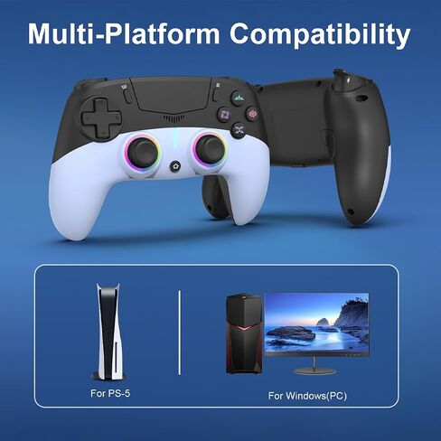 وحدة تحكم لاسلكية MWCG لجهاز PS5، متوافقة مع PS5 Pro/Slim/PC، اهتزاز مزدوج، وظيفة معدلة، 8 أوضاع إضاءة، مقبس صوت 3.5 مم، لوحة ألعاب للتحكم في الحركة ذات 6 محاور مع مكبر صوت in Kuwait