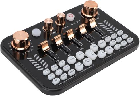Asixxsix Live Sound Card, 3.5mm Mic Input Interface BT Audio Mixer with 4 Volume Knobs 5 Slider Knobs Breathing Lights, Podcast Mixer for Phone PC Live Streaming in Saudi Arabia