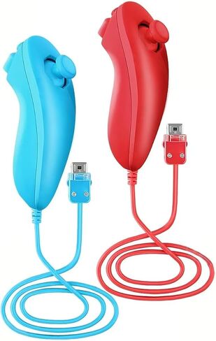 وحدة تحكم BINFFGM Nunchuck، قطعتان بديلتان لوحدة تحكم Nunchuck لوحدة تحكم Wii Nunchuck، لوحة تحكم Gamepad، متوافقة مع وحدة تحكم Nintendo Wii وWii U (أزرق سماوي + أحمر) in Saudi Arabia