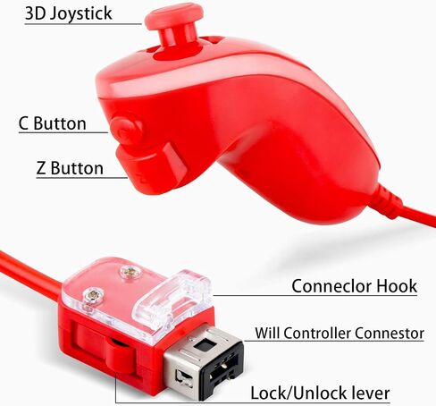 وحدة تحكم BINFFGM Nunchuck، قطعتان بديلتان لوحدة تحكم Nunchuck لوحدة تحكم Wii Nunchuck، لوحة تحكم Gamepad، متوافقة مع وحدة تحكم Nintendo Wii وWii U (أزرق سماوي + أحمر) in Saudi Arabia