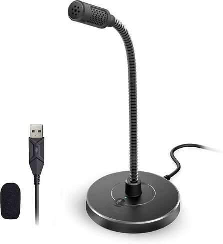 USB Microphone for Computer, PC/Laptop Mic, Mute Button with LED Indicator, 360 Degree Gooseneck Design, Desktop Microphone for Streaming, Recording, Dictation, Podcasting, YouTube in Saudi Arabia