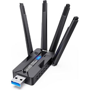 Wireless USB WiFi Adapter for PC Sbffnow1800Mbps Portable WiFi 6 (IEEE 802.11ax) Dual-Band 5G/ 2.4G 4 high-gain Antennas to WiFi Extender Coverage USB 3.0 Port boosts Data Stability. Works Win 11/10. in Saudi Arabia