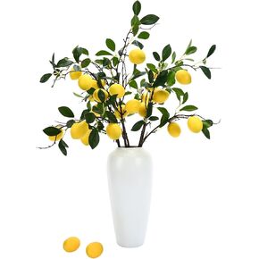 Artificial Lemon, 24 Inch Lifelike Handmade Lemon Green Plant, Artificial Plant, Simulated Fruit Flower, Artificial Fruit 5pcs, Used for Homes, Offices, Festivals, Flowers, and Vases in Saudi Arabia