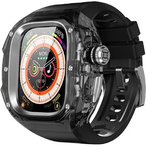 حافظة لساعة Apple Watch Ultra 3/2/1 مقاس 49 مم [تصميم مفتوح بنقرة واحدة] [إطار داخلي من سبائك الألومنيوم] [مقاوم للصدمات من الدرجة العسكرية] غطاء فاخر ومتين مع حزام لساعة Apple 49 مم (أسود إجمالي) in Kuwait