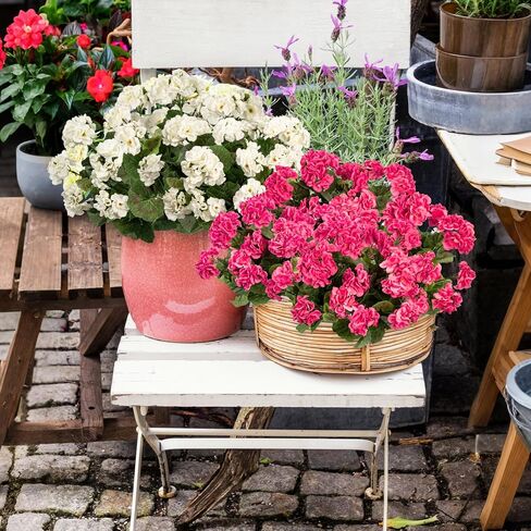 4PCS Home Decor Fake Plants Artificial Flowers Artificial Geraniums Outdoor Fake Flowers Artificial Flowers Fake Silk Bouquet, Fall Decor for Interior Porch Garden Decoration 14.4" (White) in Saudi Arabia