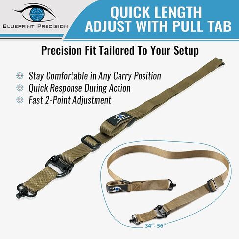 Rifle Sling - Durable Two Point Sling with Fast Adjust Pull Tab, Dual QD Mounts & Free Camo Sling Band in Kuwait