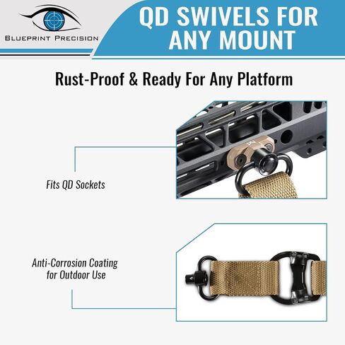 Rifle Sling - Durable Two Point Sling with Fast Adjust Pull Tab, Dual QD Mounts & Free Camo Sling Band in Kuwait