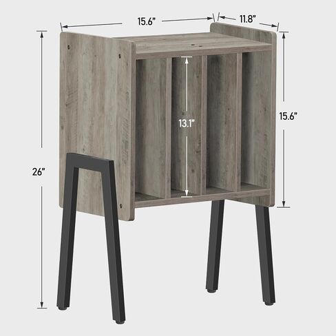 TUTOTAK End Table with Vinyl Holder Display Shelf, Record Player Stand, Record Storage Table, Side Table, Turntable Stand, Nightstand, Charcoal Grey TB01BY045 in Saudi Arabia