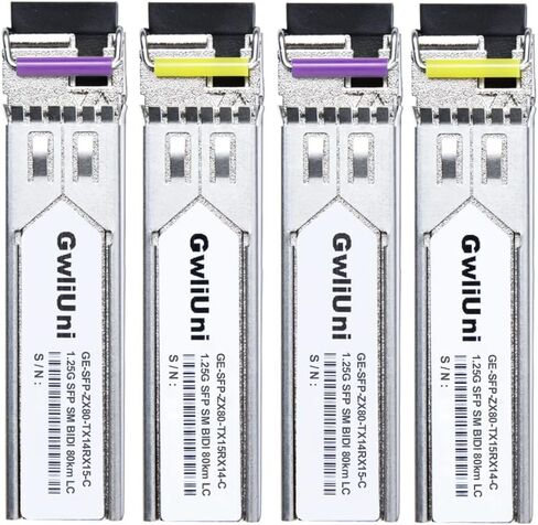 2 أزواج 80 كجم SFP 1.25G BIDI جهاز إرسال واستقبال شبكة الألياف أحادي الوضع، واجهة LC لـ Cisco، Netgear، MikroTik، Ubiquity، DLink إلخ، in Kuwait