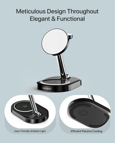 Fast Charging Station for Magsafe Apple Devices, Wireless Charger Station for MagSafe iPhones, 3 in 1 Magnetic Charger Stand for iPhone 15/14/13/12, Apple Watch & AirPods(Blk) in Saudi Arabia
