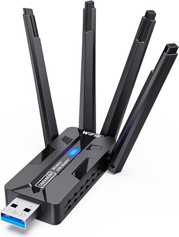 Wireless USB WiFi Adapter for PC Sbffnow1800Mbps Portable WiFi 6 (IEEE 802.11ax) Dual-Band 5G/ 2.4G 4 high-gain Antennas to WiFi Extender Coverage USB 3.0 Port boosts Data Stability. Works Win 11/10. in Saudi Arabia