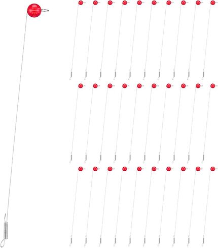 Soulchen 30 Pcs Ice Fishing Spring Bobber Stops, Stainless Steel Fishing Wire with Bright Red Beads, Sensitive Bite Detection Ideal for Enthusiasts to Enhance Catch Rate in Saudi Arabia
