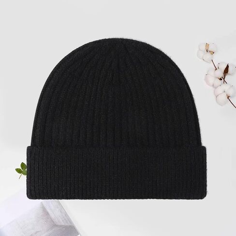 Ribbed Knit Beanie Hat Unisex Fold-Up Warm Winter Cap Soft Stretchable Outdoor Headwear in Saudi Arabia