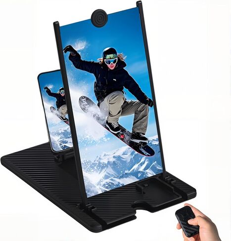 مكبر شاشة 12 بوصة للهاتف الخلوي مع جهاز تحكم عن بعد يعمل بالبلوتوث، جهاز عرض مكبر للشاشة مكبرة ثلاثية الأبعاد عالية الدقة للأفلام وألعاب الفيديو، حامل حامل هاتف قابل للطي مع مضخم شاشة يناسب جميع الهواتف الذكية in Kuwait