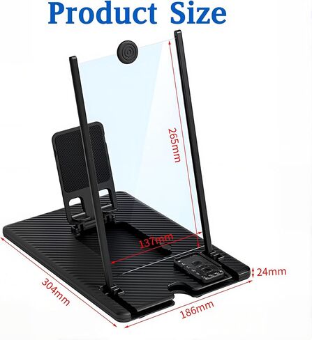 مكبر شاشة 12 بوصة للهاتف الخلوي مع جهاز تحكم عن بعد يعمل بالبلوتوث، جهاز عرض مكبر للشاشة مكبرة ثلاثية الأبعاد عالية الدقة للأفلام وألعاب الفيديو، حامل حامل هاتف قابل للطي مع مضخم شاشة يناسب جميع الهواتف الذكية in Kuwait