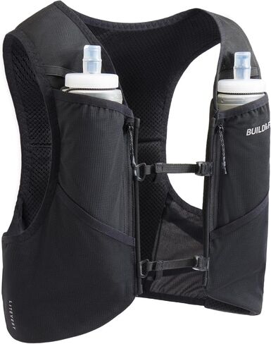 Build & Fitness LITEVEST Running Vest with 2X 500ml Soft Flasks – 7 Pockets, Lightweight, Breathable Hydration Vest – Premium, Secure, Comfort & Style for Training, Trails, Marathons & Everyday Runs in Kuwait