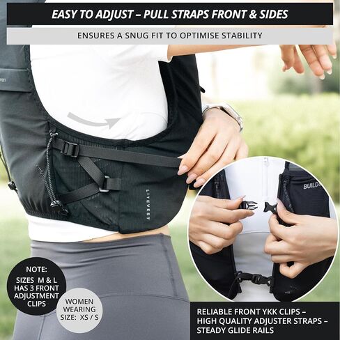 Build & Fitness LITEVEST Running Vest with 2X 500ml Soft Flasks – 7 Pockets, Lightweight, Breathable Hydration Vest – Premium, Secure, Comfort & Style for Training, Trails, Marathons & Everyday Runs in Kuwait