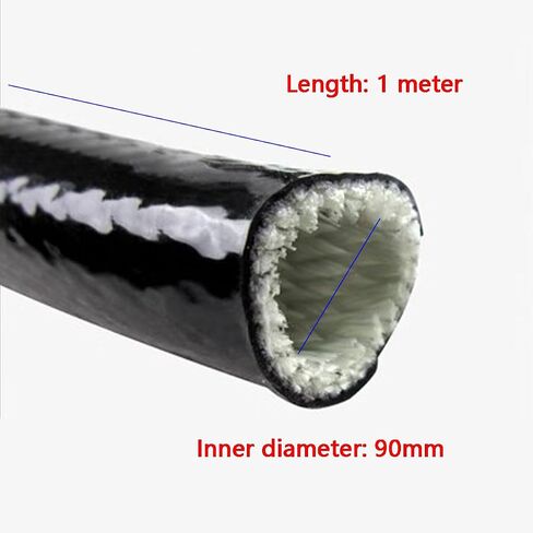 Fiberglass Sleeve 1M Heat Shielded Sleeve Silicone Coated Fiberglass for Hose Lines and Electrical Wiring Black,90mm in Saudi Arabia