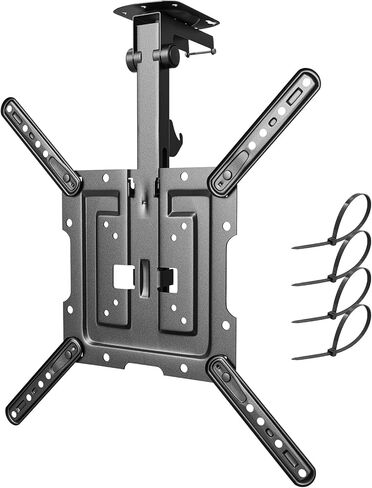PUTORSEN Flip Down TV Mount, Manual Folding Ceiling TV Mount for Most 23'' to 55'' TVs, Height Adjustable Drop Down TV Mount for Flat & Pitched Roof, Swivel, Max Load 44lbs, Max VESA 400x400, Black in Saudi Arabia
